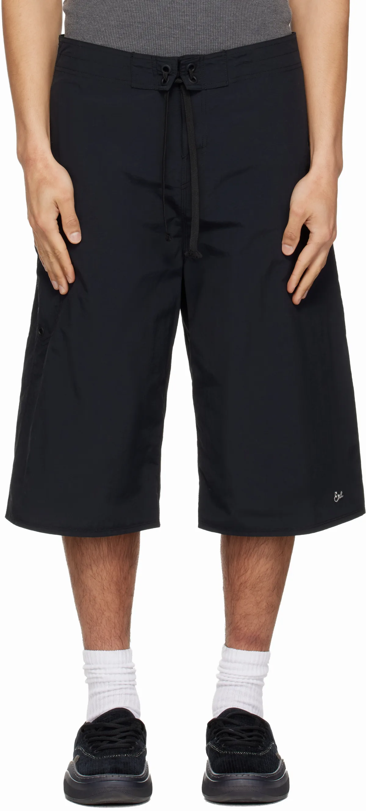 Black Long Woven Shorts