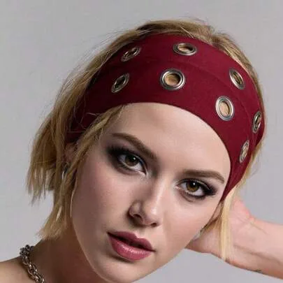 Punk Gothic Style Hollow Out Headband, Elastic Hairband by SHEIN