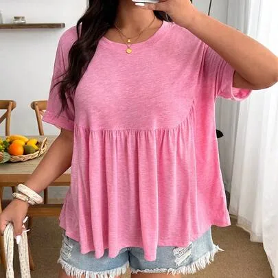 Baby Doll T-Shirt, Ultra Loose Elastic Top by Enliva