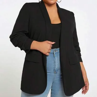 Shawl Collar Open Front Coat by SHEIN