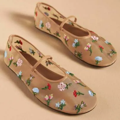Mary Jane Ballerina Round Toe Dress Shoes with Strap by SHEIN
