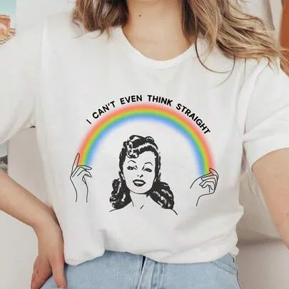 Lesbian Pride I Can't Even Think Straight T-Shirt by SHEIN