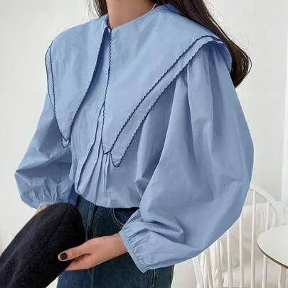 Casual Ruffle Collar Long Sleeve Blouse by DAZY