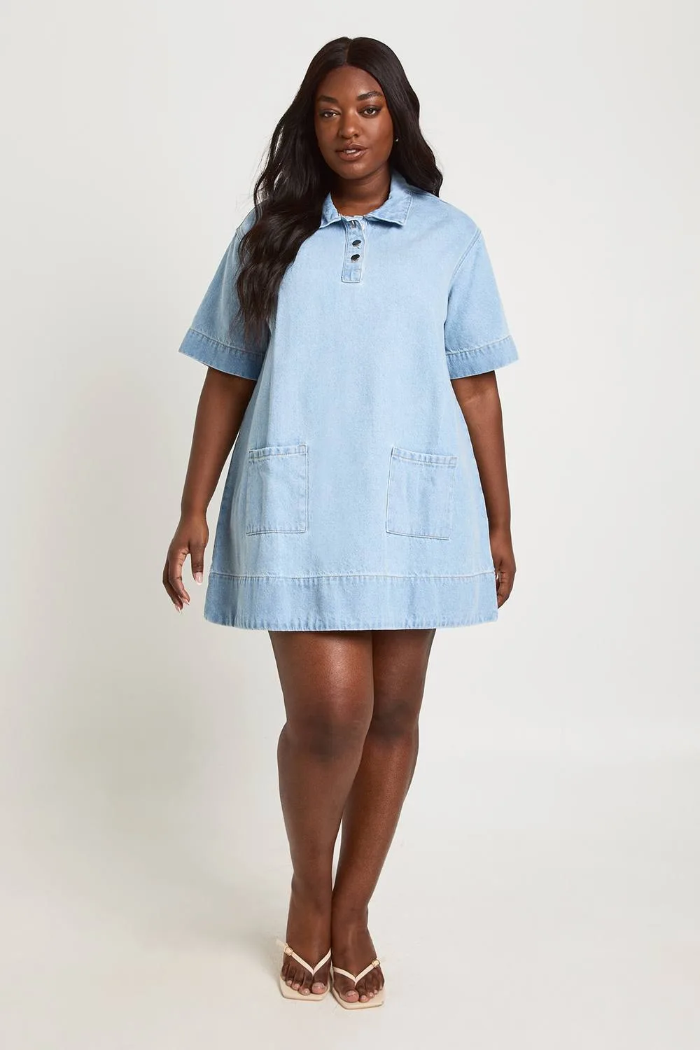 Short Sleeve Denim Dress by boohoo