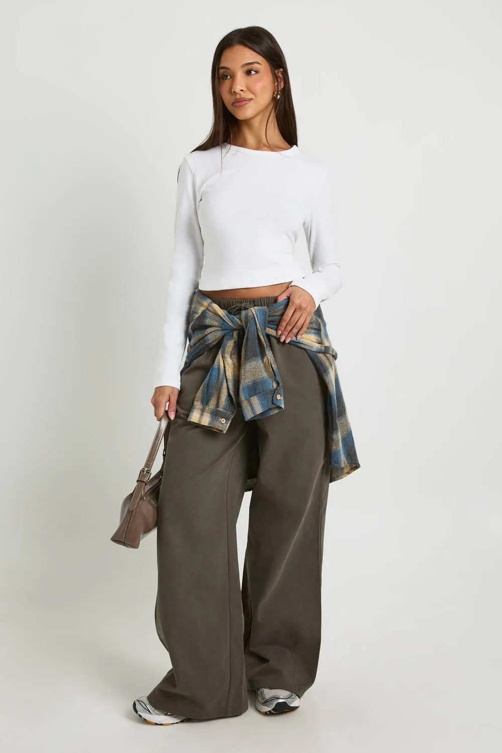 Basic Long Sleeve Fitted Top - Denim/Cotton by boohoo
