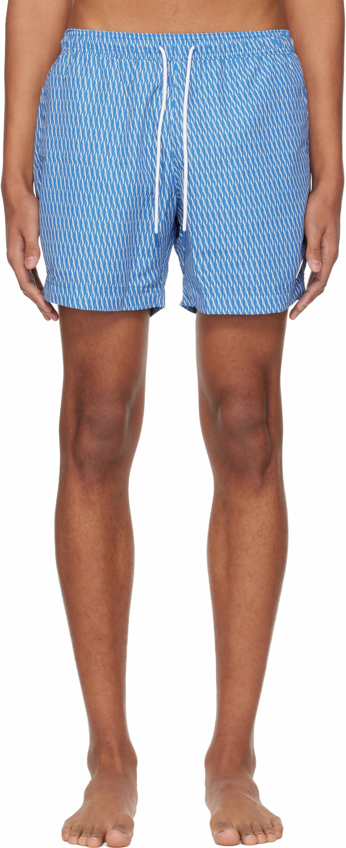 Blue Micro-Print Swim Shorts