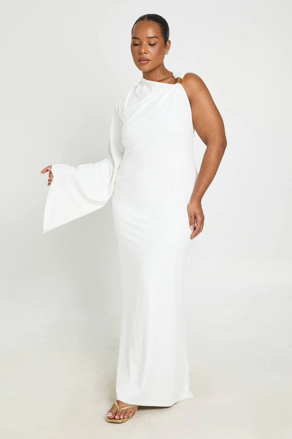 Double Layer Asymmetric Trim Detail Maxi Dress - Knitted by boohoo