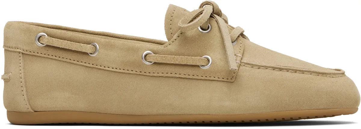 Beige Faded Unlined Suede Boat Shoes