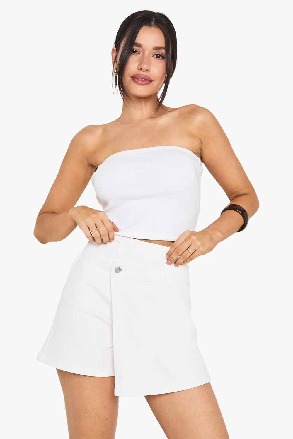 Denim Skort - Denim/Polyurethane by boohoo