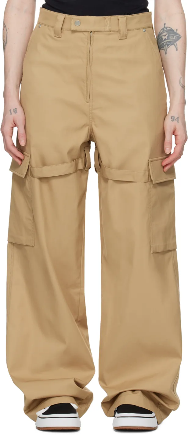 Beige Relaxed-Fit Cargo Pants