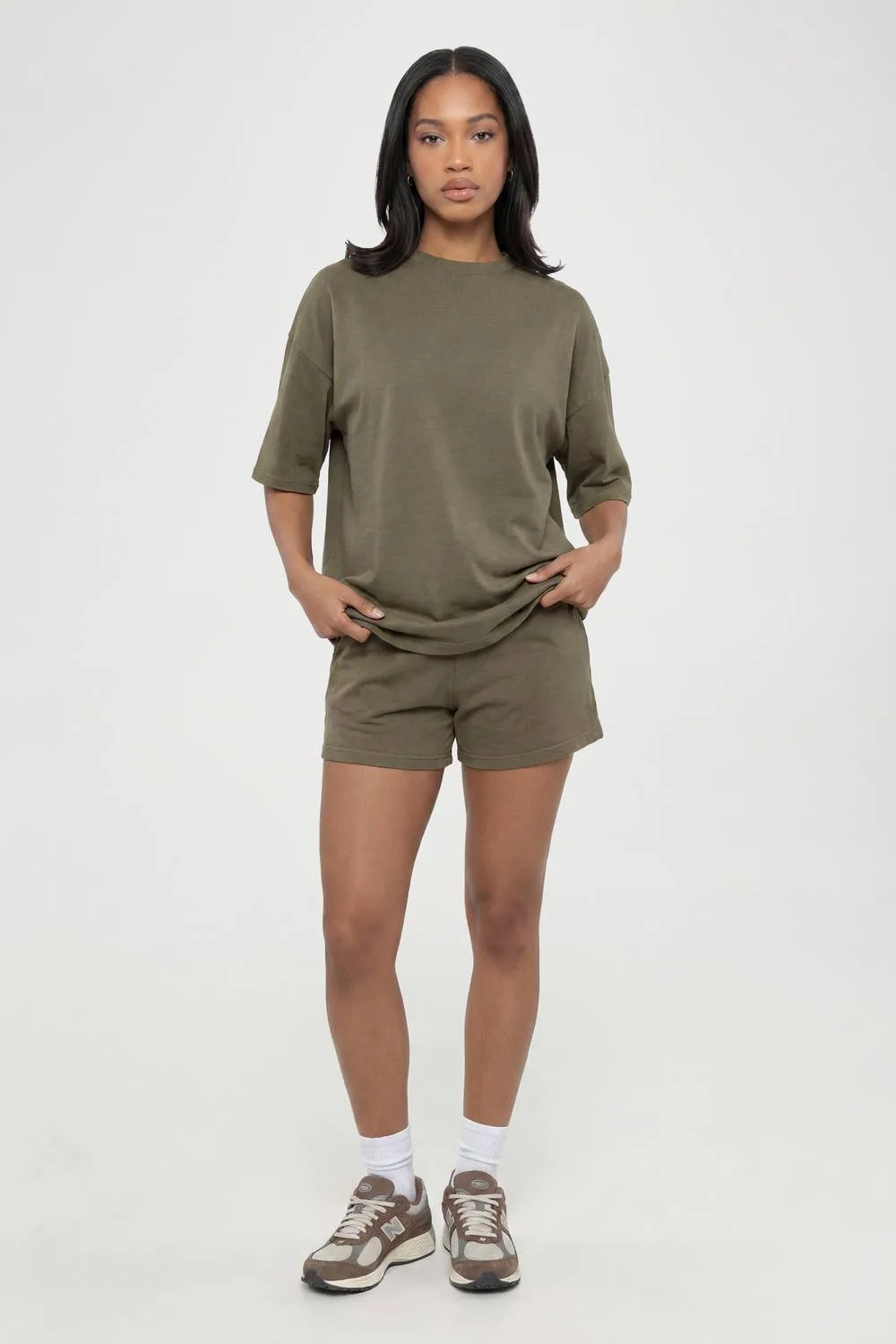 Oversized T-Shirt & Short Set - Denim/Cotton/Polyurethane by boohoo