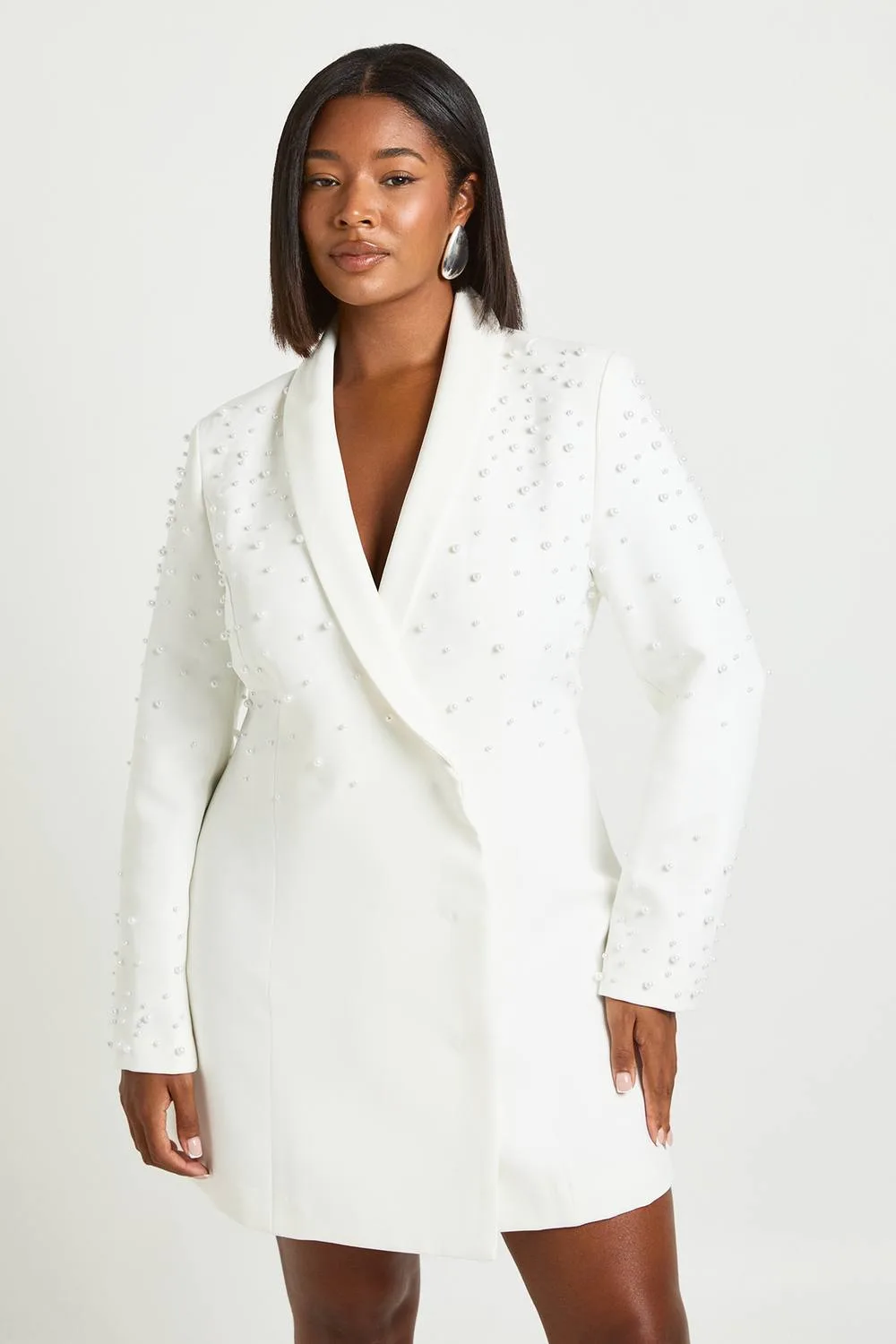 Pearl Embellished Blazer Dress by boohoo