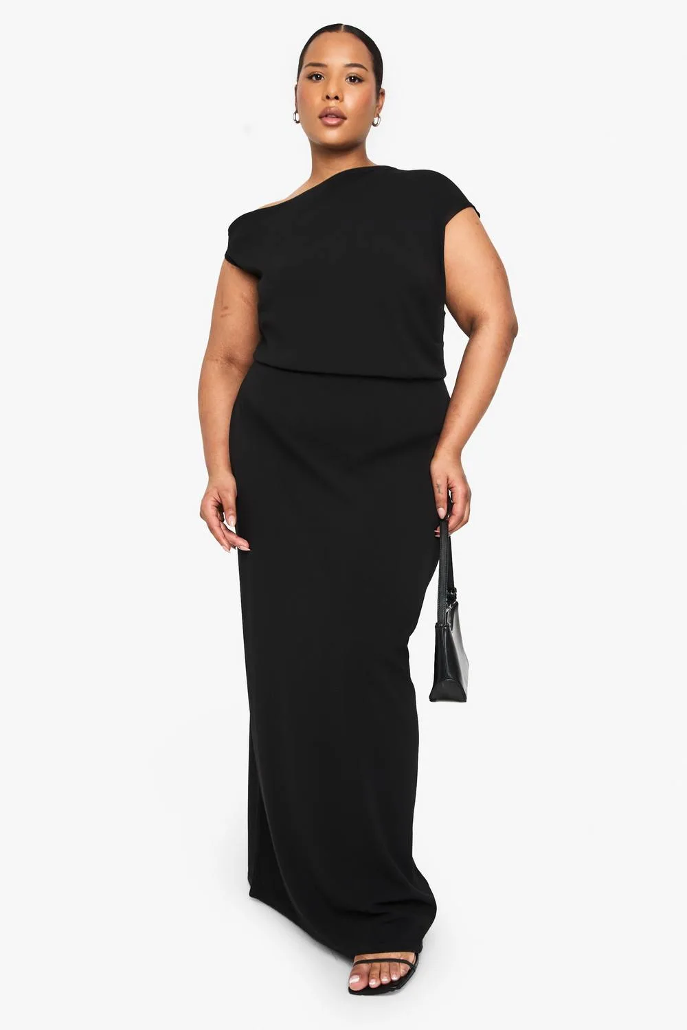 Ruched Asymmetric Maxi Dress - Knitted