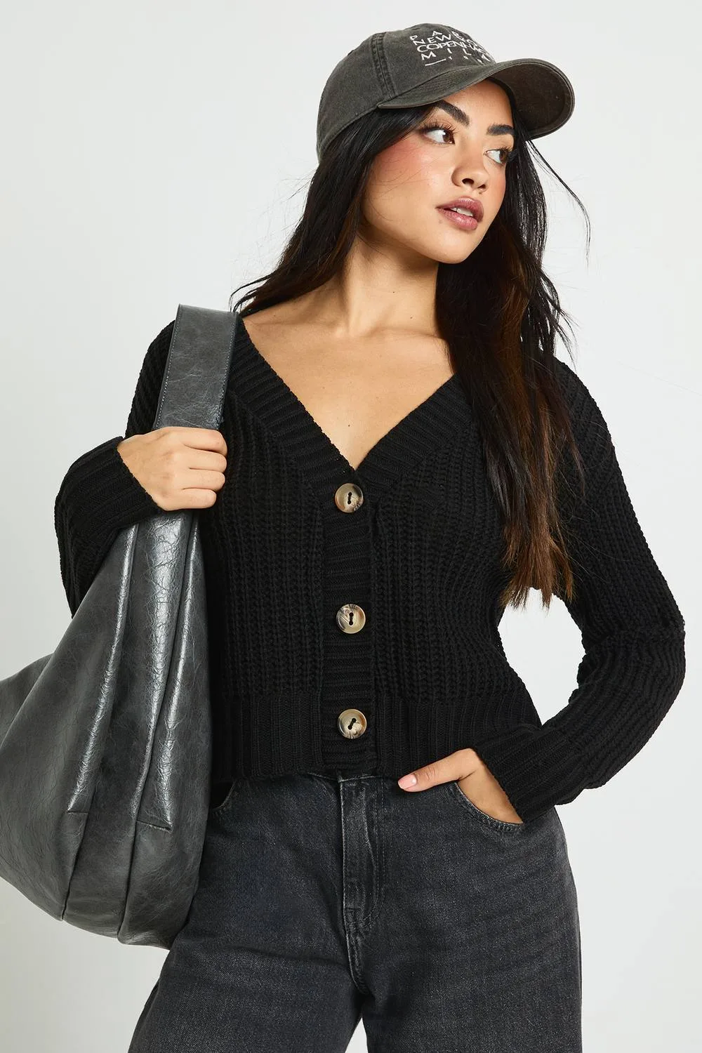 Chunky Knit Cropped Cardigan - Knitted by boohoo