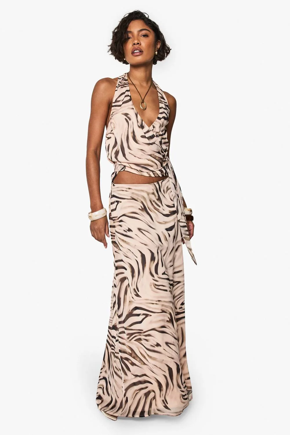 Animal Print Maxi Skirt - Chiffon by boohoo