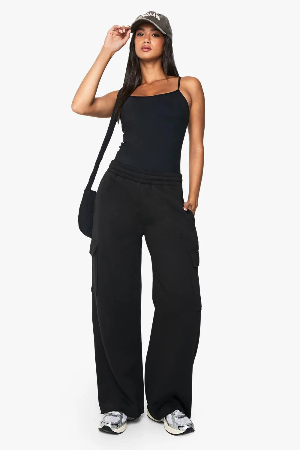 Wide Leg Cargo Jogger Pants - Cotton by boohoo