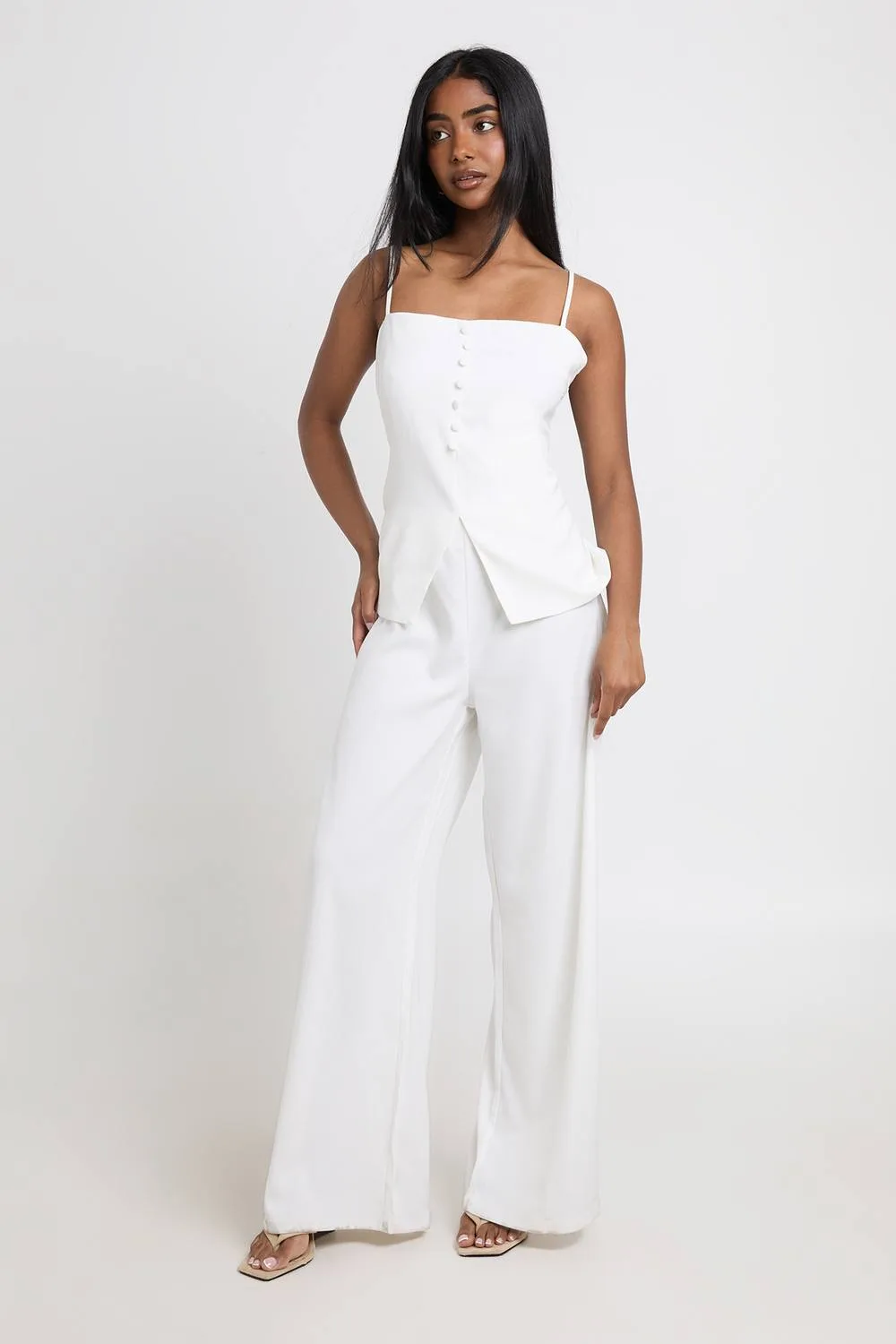 Bandeau Tailored Wide Leg Jumpsuit - Woven