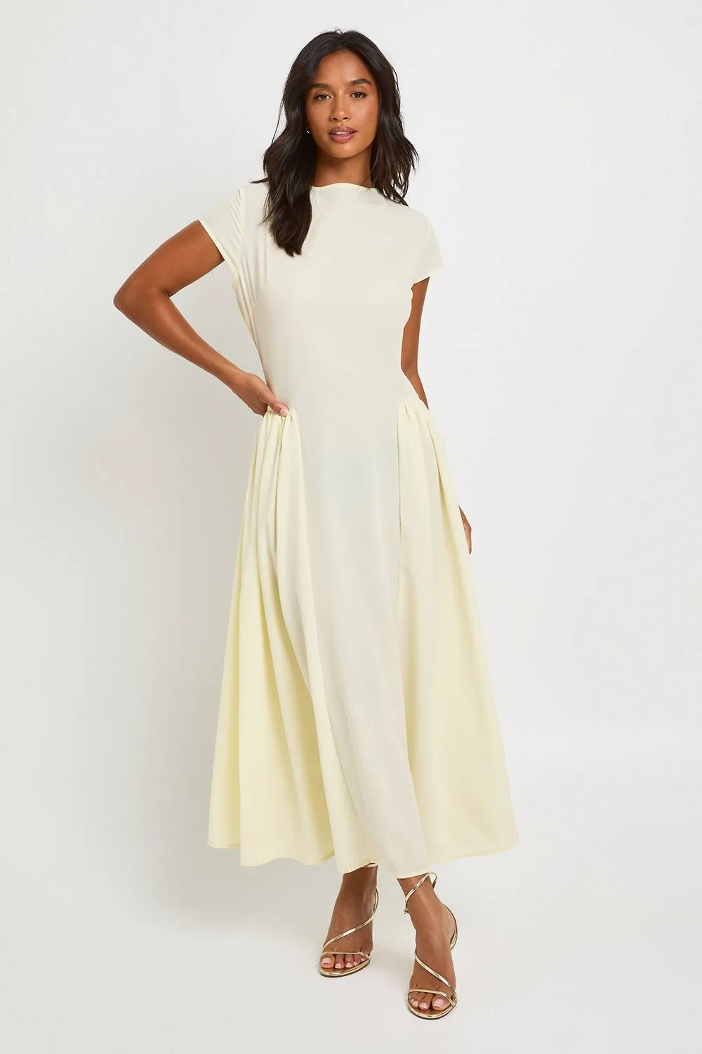 Textured Volume Skirt Midaxi Dress - Woven