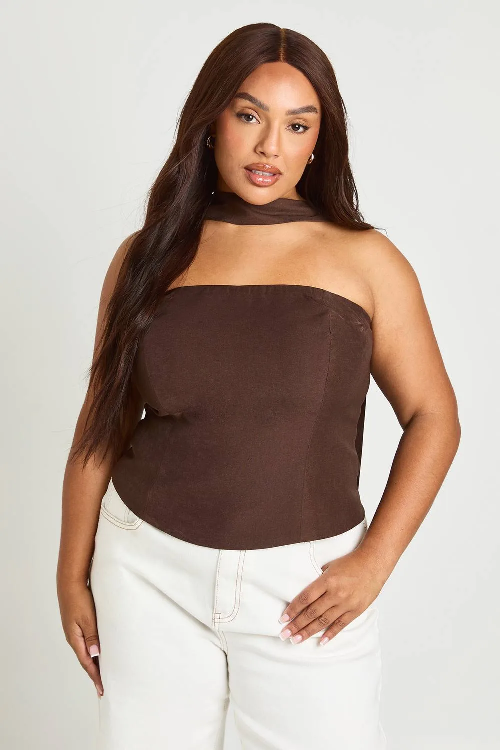 Scarf Detail Bandeau Top - Elastane/Polyurethane by boohoo