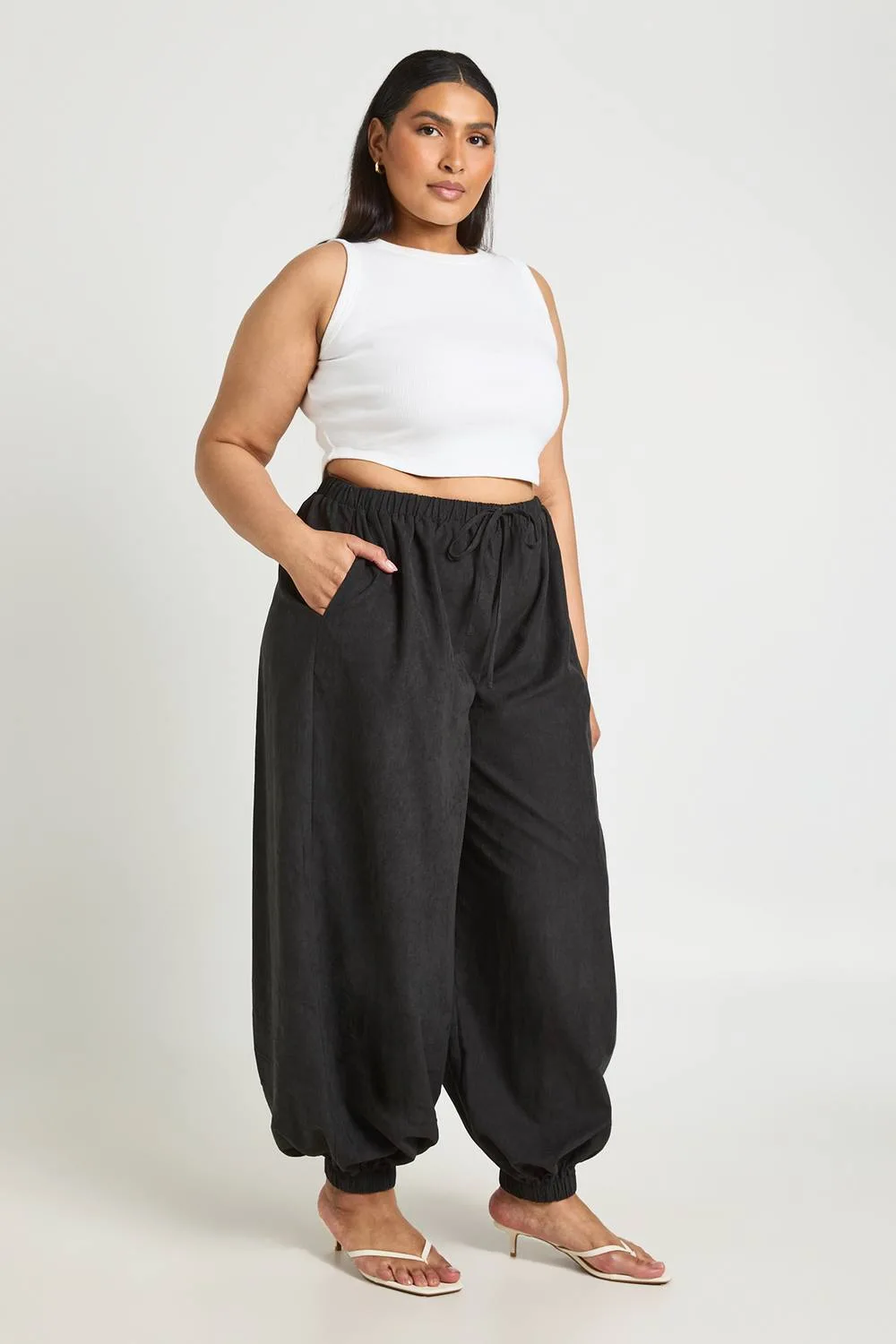 Peached Cuffed Balloon Trouser - Polyurethane