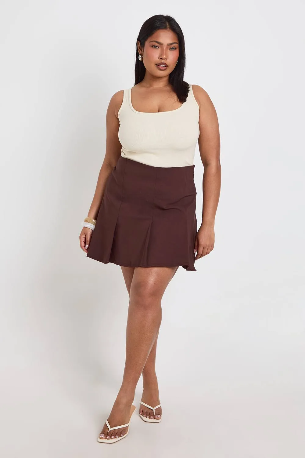 Bengaline Pleated Mini Skirt by boohoo