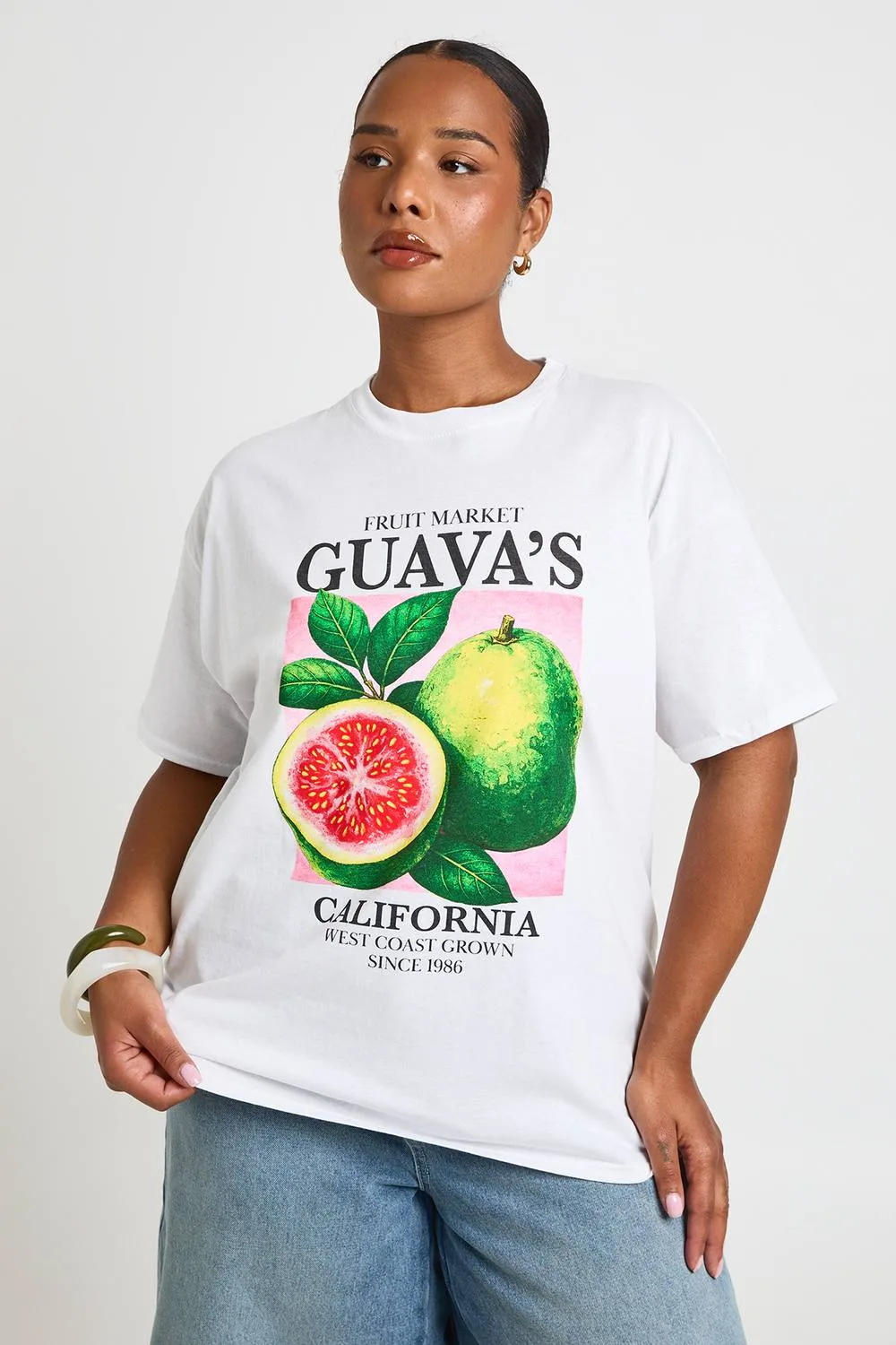 Guava Printed T-Shirt - Denim by boohoo