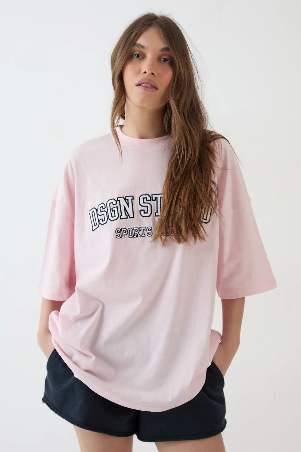 Applique Oversized T-Shirt - Denim by DSGN Studio