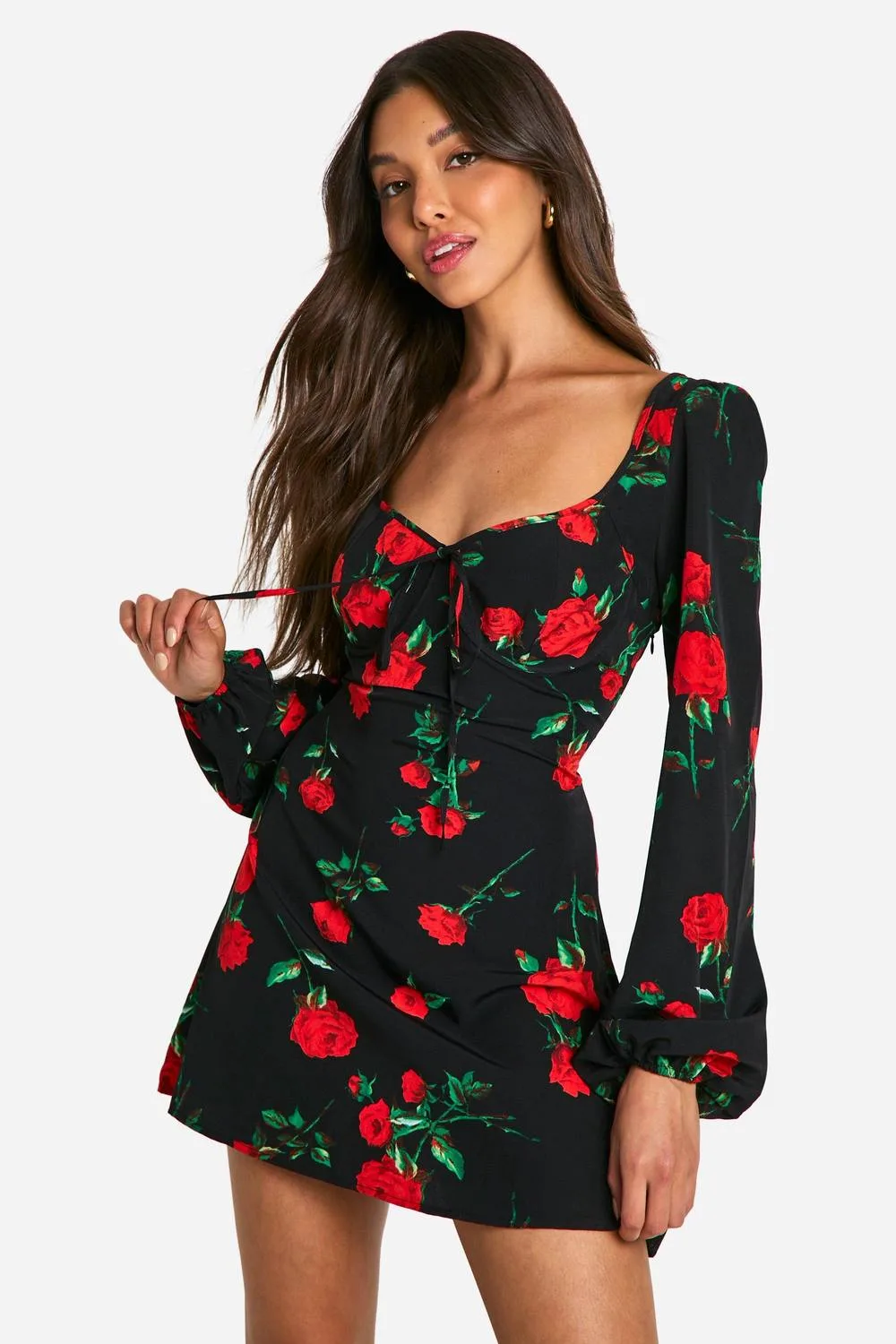 Floral Milkmaid Mini Dress - Woven by boohoo