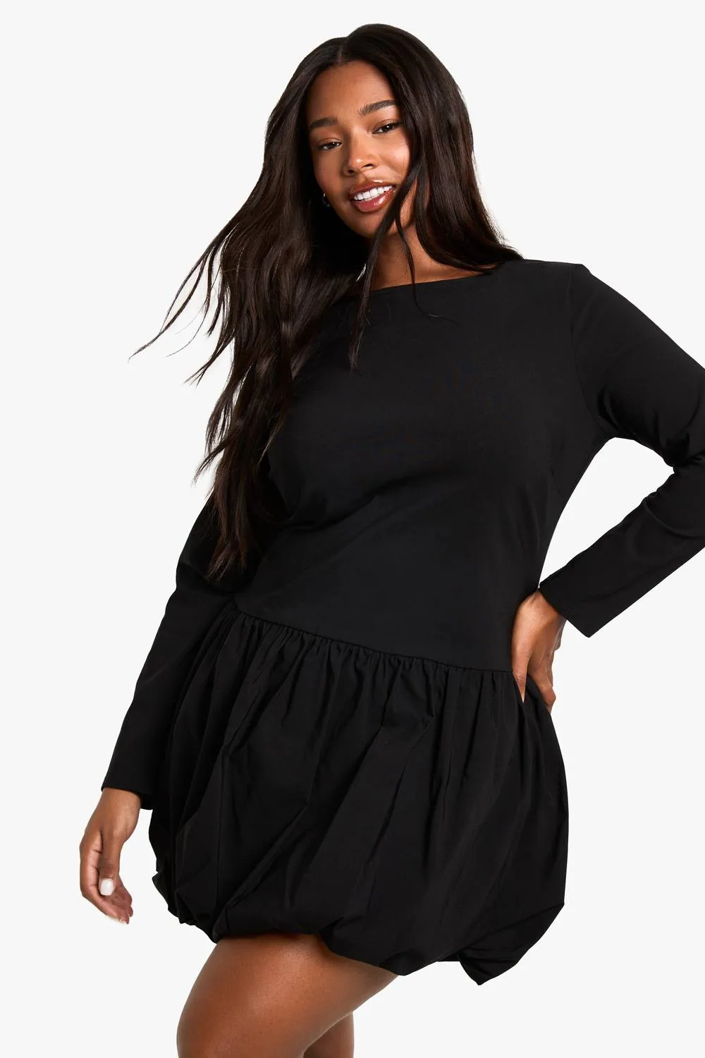 Bengaline Puffball Mini Dress - Polyurethane by boohoo