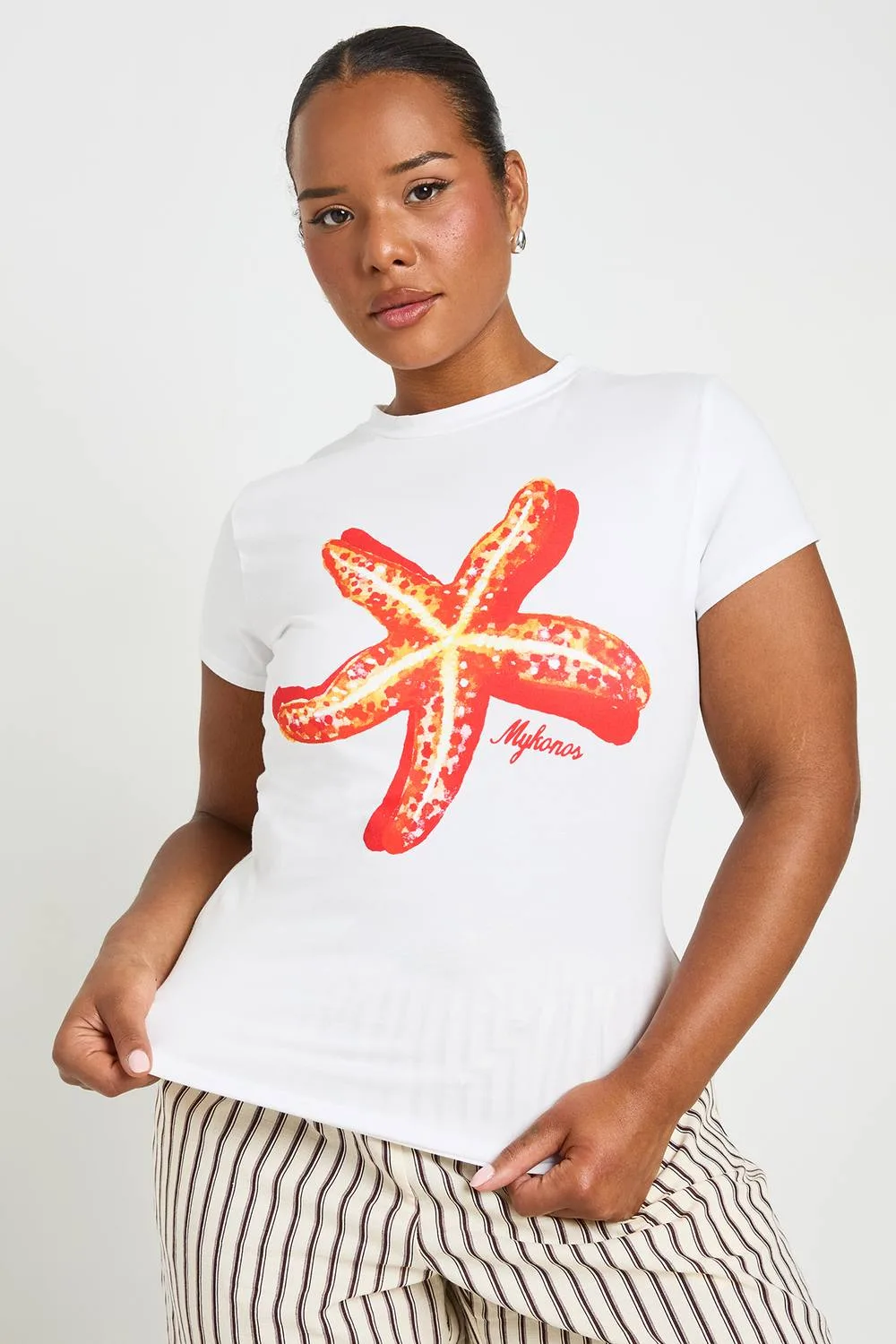 Starfish Print Baby T-Shirt - Denim/Cotton/Linen
