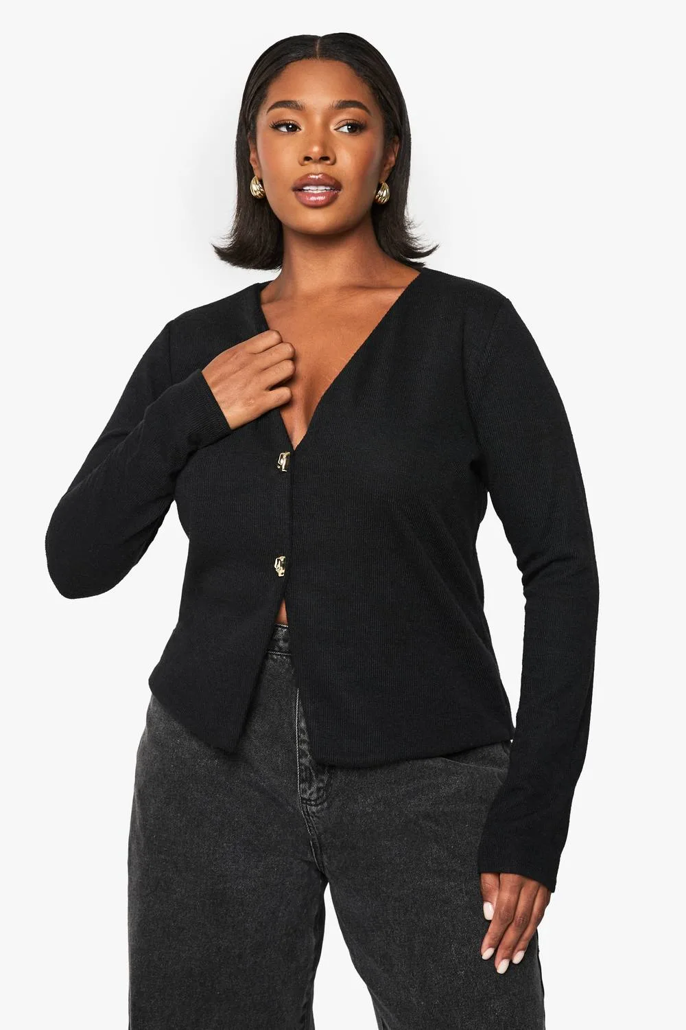 Knitted Gold Button Cardigan