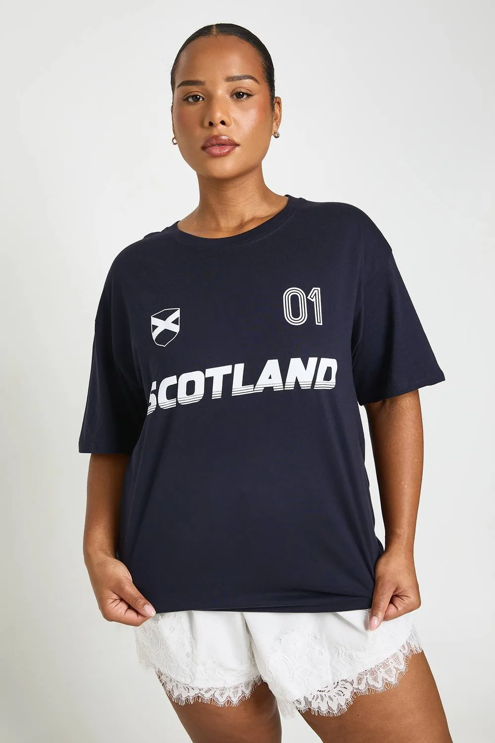 Scotland Football Printed T-Shirt - Denim/Polyurethane by boohoo