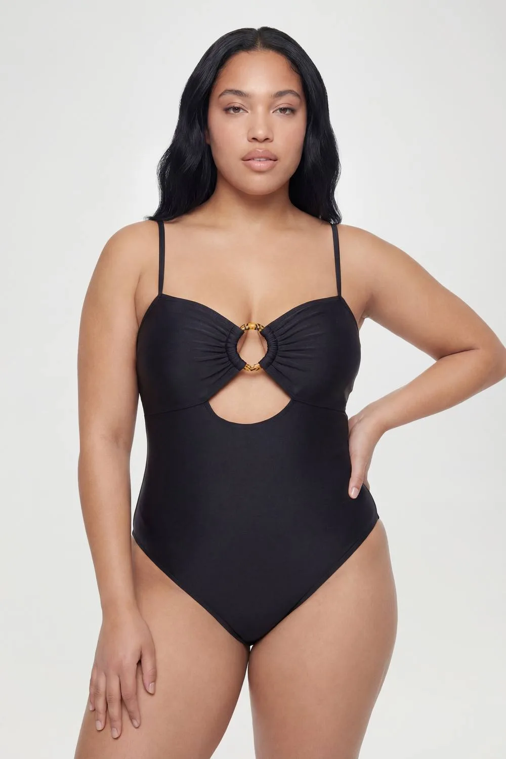 Trim Detail Keyhole Swimsuit - Linen/Woven