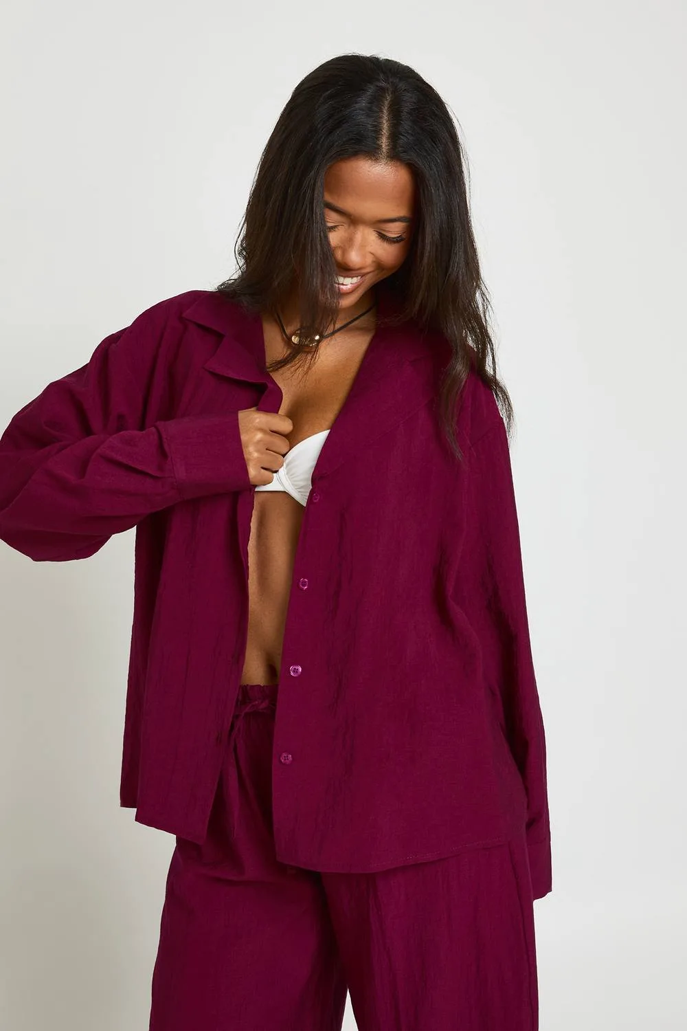 Linen Look Long Sleeve Beach Shirt - Linen/Polyurethane by boohoo