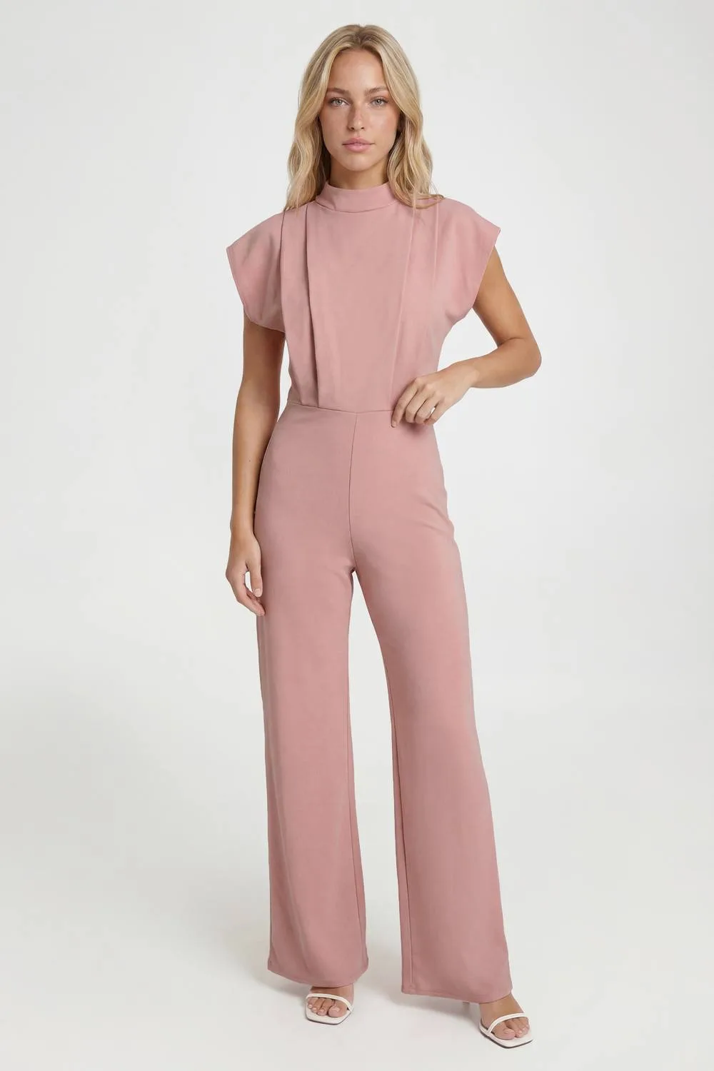Tailored Pleat Detail Wide Leg Jumpsuit - Polyurethane by boohoo