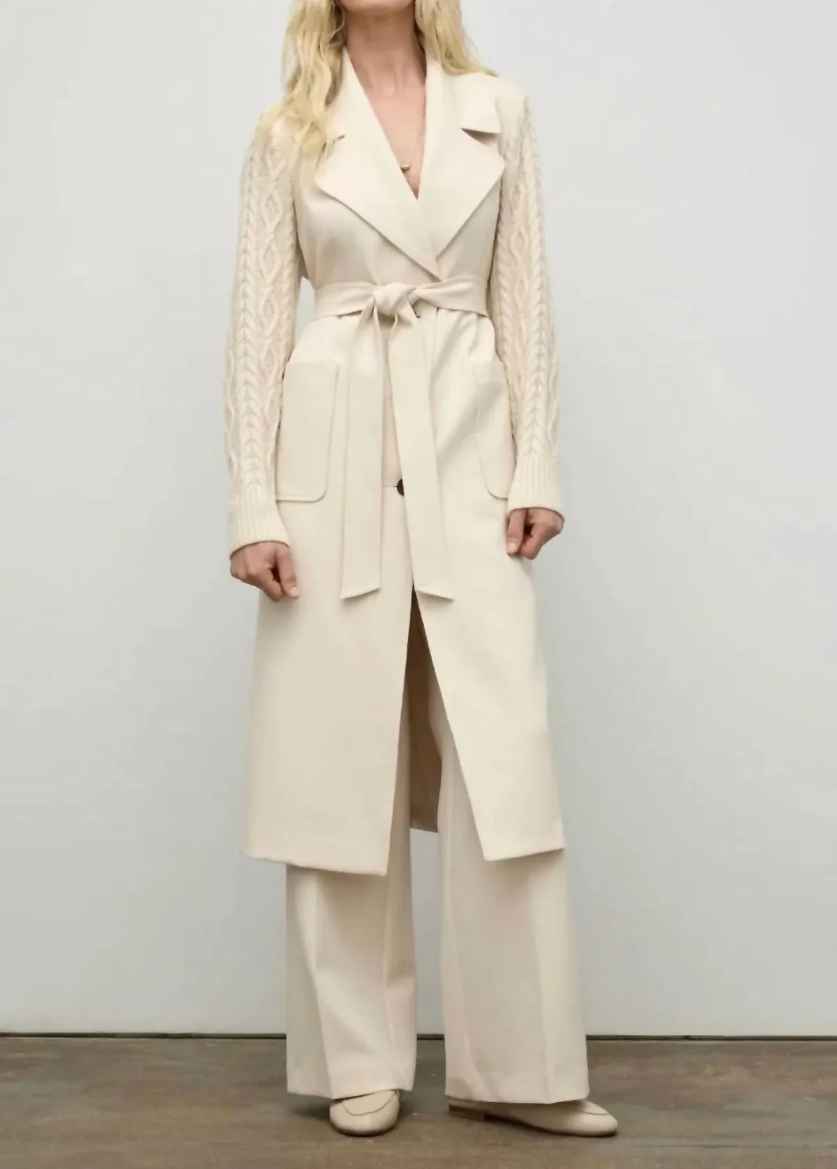 Cable Knit Sleeve Coat by Iris Setlakwe