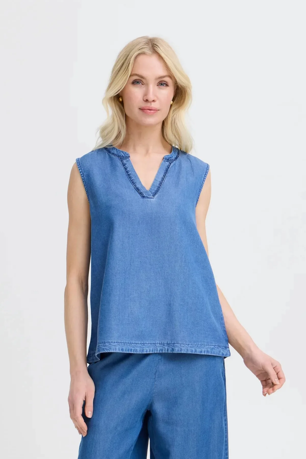 Bykosmo Tank Top in Medium Blue Denim by b.young