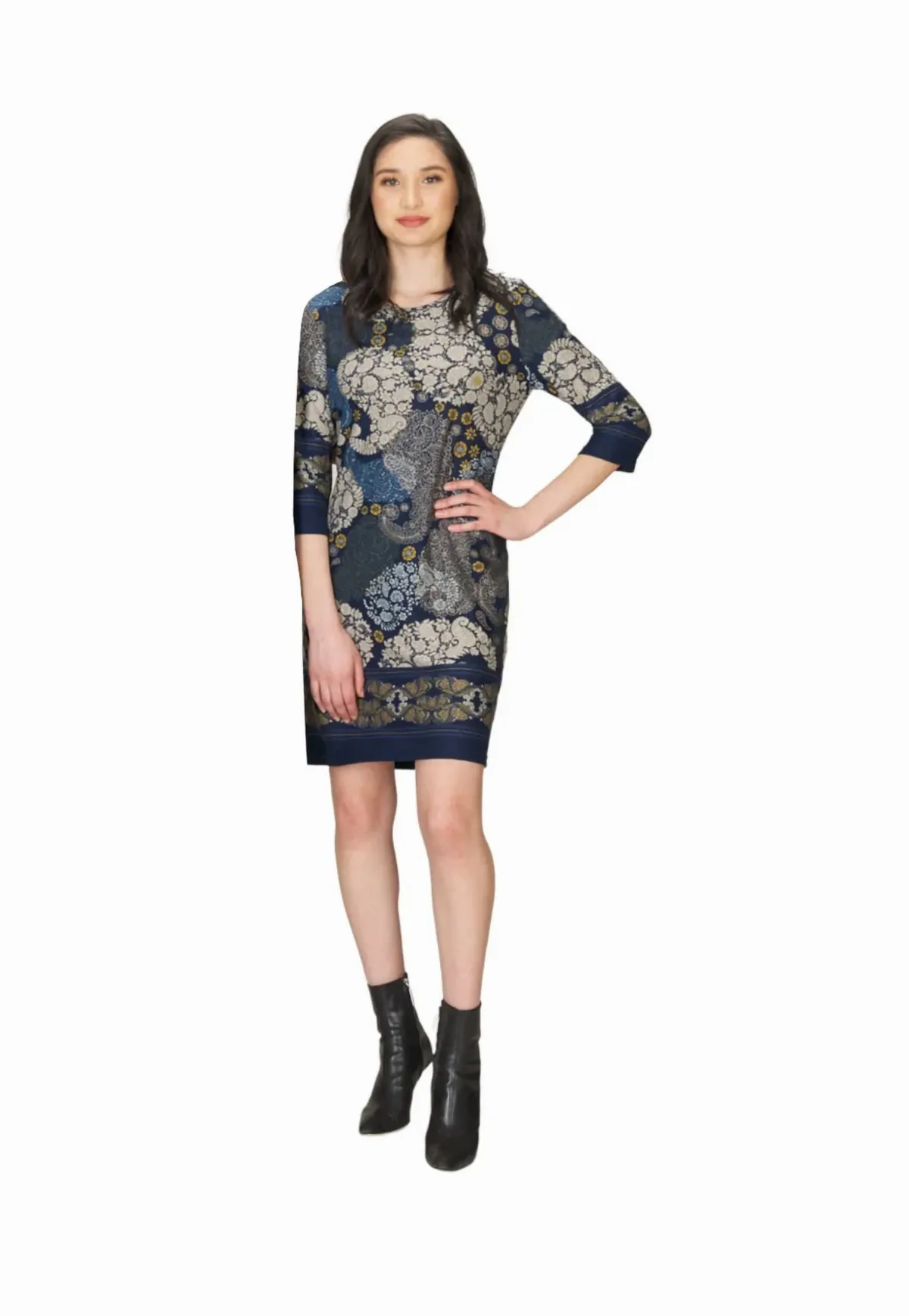 Paisley Border Print Dress by Papillon