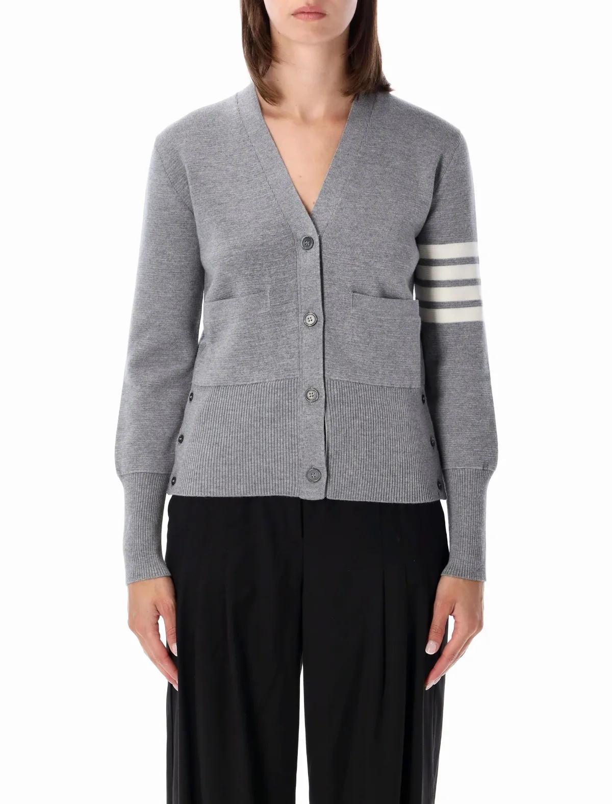 4-Bar Merino Wool Cardigan by Thom Browne