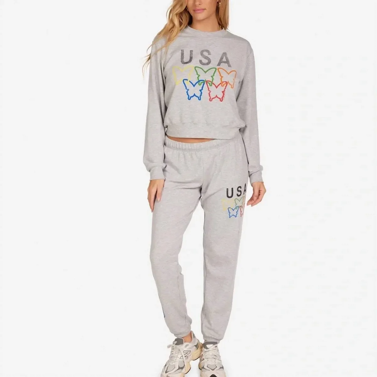Spalding Usa Butterflies Sweatshirt and Matching Joggers by Lauren Moshi