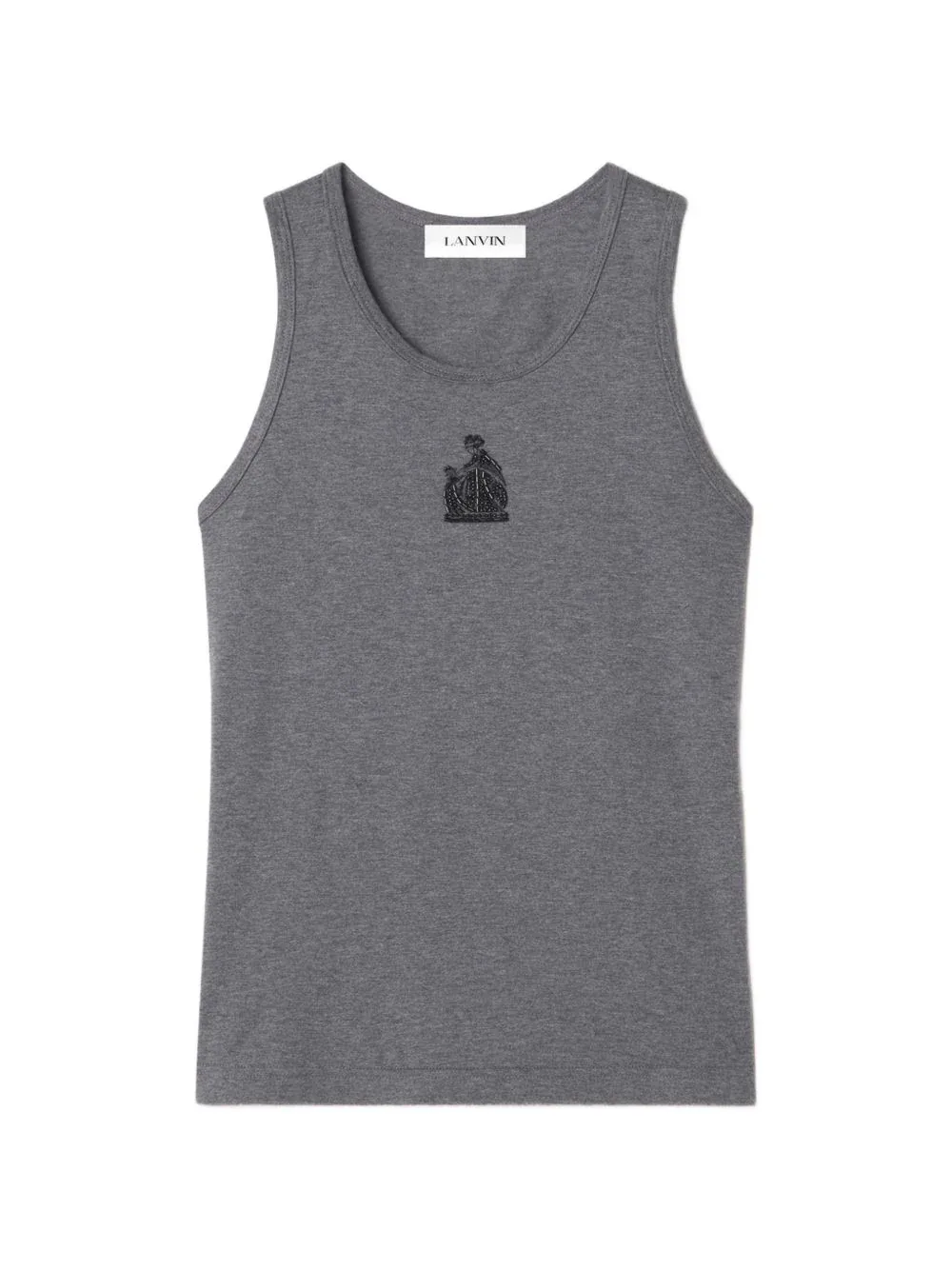Sleeveless Fitted Top with Embroidered Emblem by Lanvin