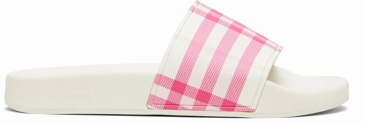 Off-White & Pink Check Slides