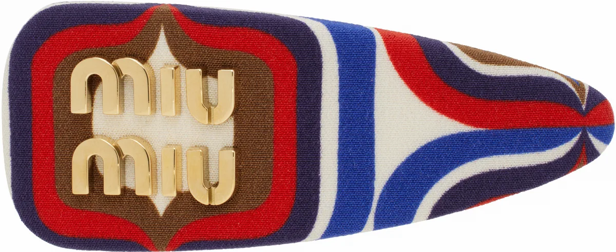 Multicolor Fabric Hair Clip by Miu Miu