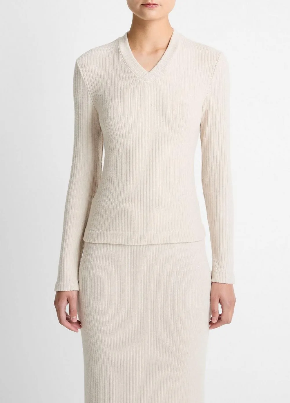 Cozy Rib High V-Neck Top