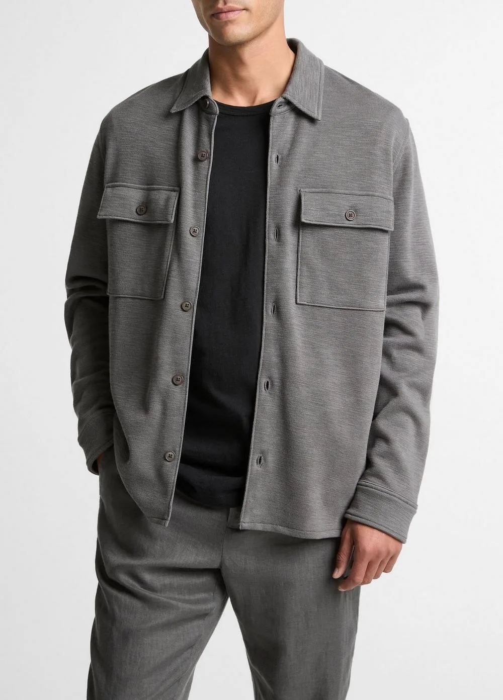 Double-Slub Cotton-Blend Shirt Jacket