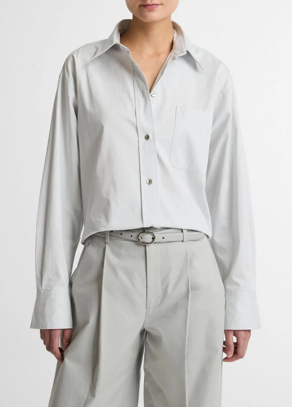Cotton Cropped Button-Front Shirt