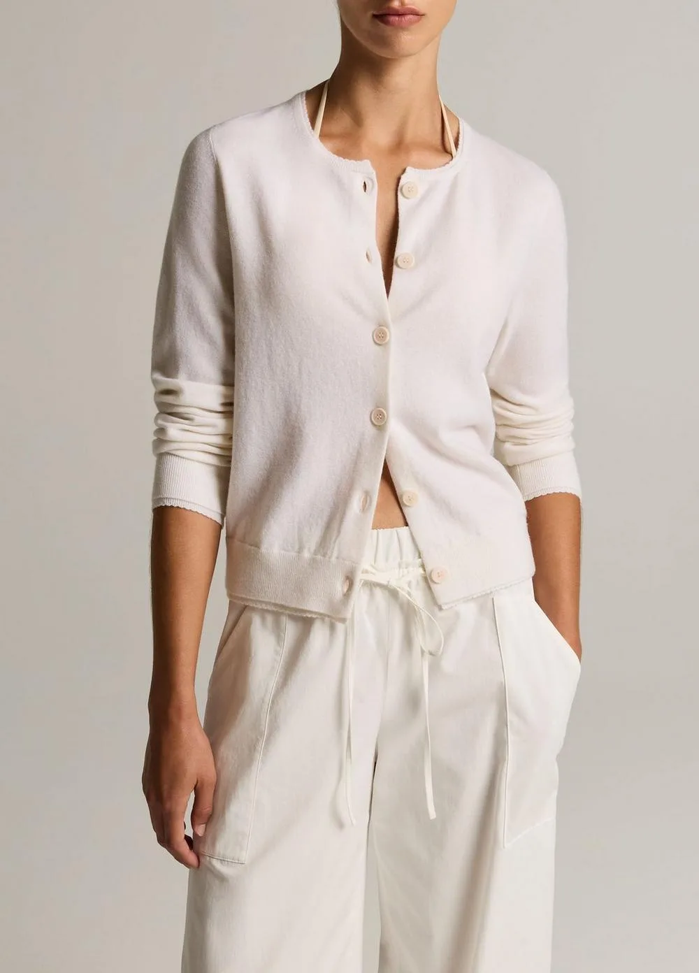 Scallop-Trim Wool & Cashmere-Blend Cardigan