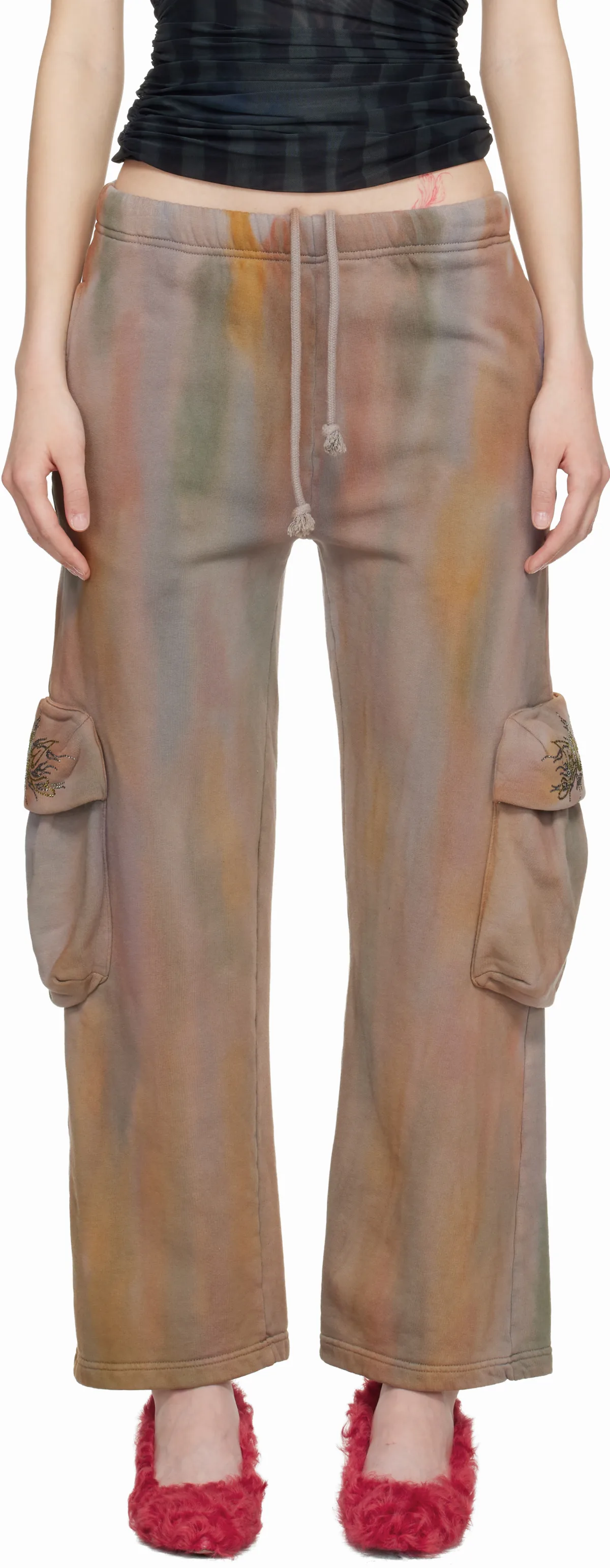 Gray Hand-Dyed Cargo Sweatpants by Collina Strada