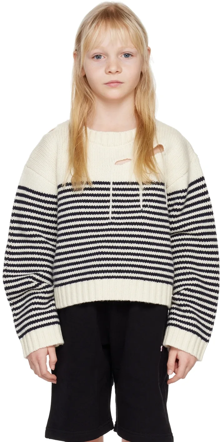 SSENSE Exclusive Kids Off-White Stripe Sweater by Charles Jeffrey LOVERBOY