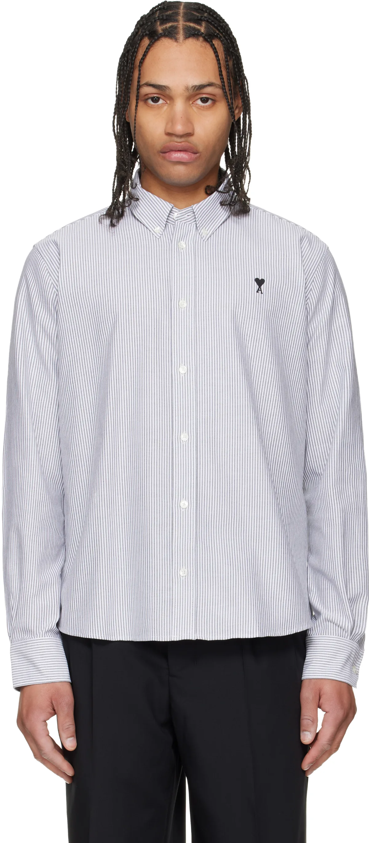 Gray Cotton Ami de Coeur Oxford Shirt